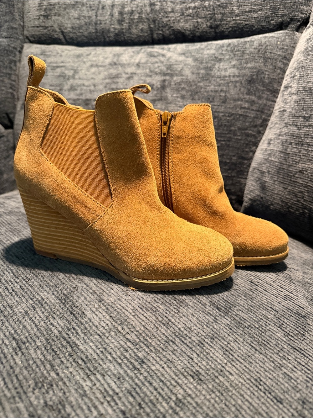 Diba Suede Wedge Booties with Side Zip
